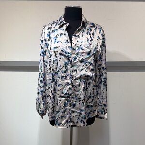 Tribal Multicolor Satin Button-Down Shirt